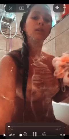 shaved pussy shower soapy clip