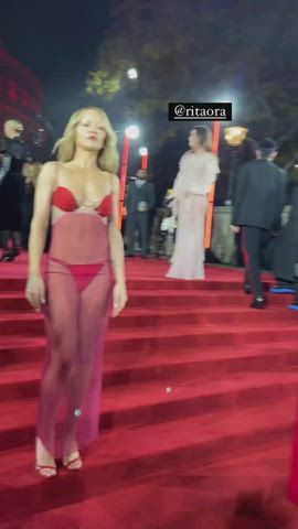 celebrity cleavage natural tits rita ora see through clothing clip