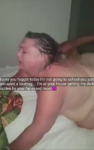 While you're at school, your bully at your house banging your fat ass mom🍆🍑