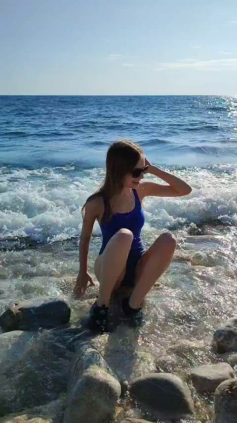 beach beautiful bodysuit girl next door outdoor sfw clip