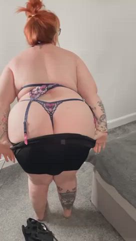 bbw big ass booty lingerie redhead ssbbw skirt thick thighs curvy clip