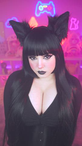 Big Tits Cleavage Clothed Cosplay Dominant Domination Goth Tits r/Catgirls clip