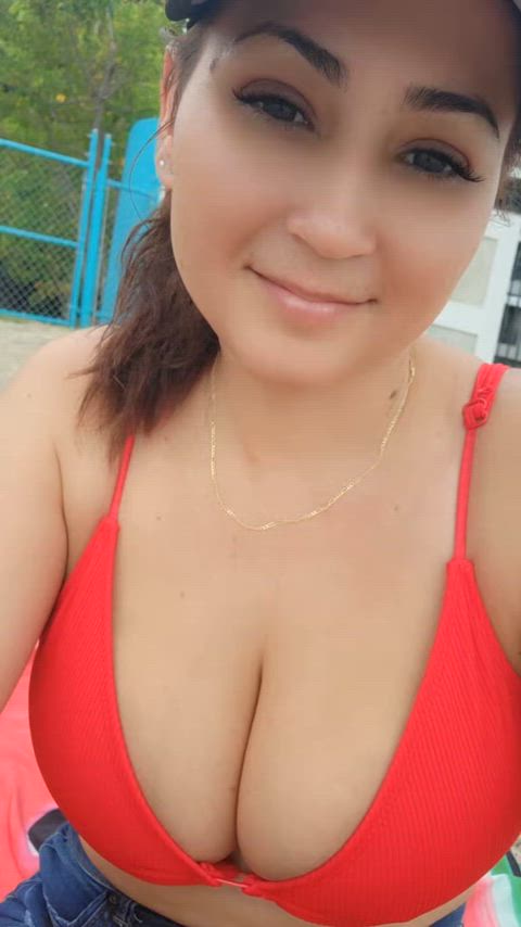 big tits cleavage milf natural tits puerto rican sfw tiktok tik-tok clip