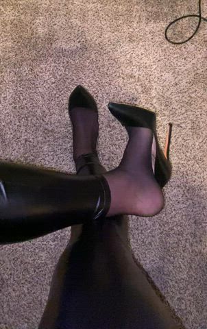 high heels leather leggings clip