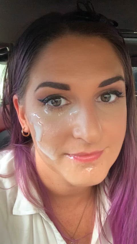 So proud of having his cum all over my face. It's the best accessory don't you think?