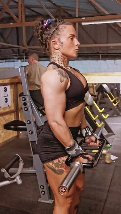 Bodybuilder Muscular Girl Tattoo clip