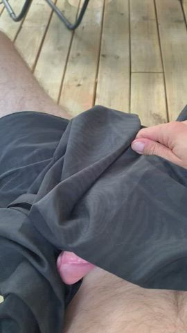 bwc foreskin jerk off masturbating outdoor pubic hair thick cock uncut cock massive-cock