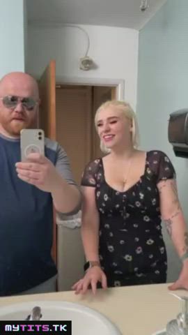 amateur big tits blonde blowjob hotwife selfie shaved pussy toilet clip
