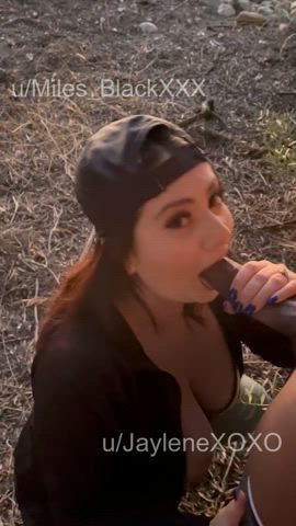 Sucking a BBC on a hiking trail while people were passing by on the other side of