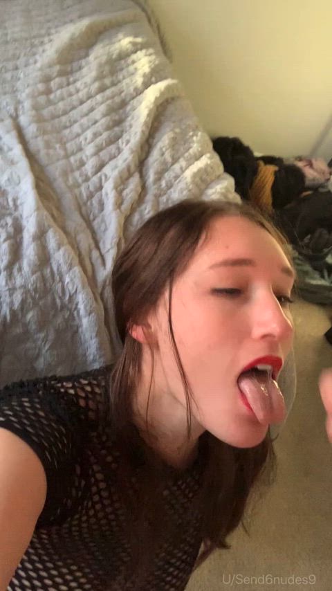 blowjob cum cum in mouth cumshot lipstick pov clip