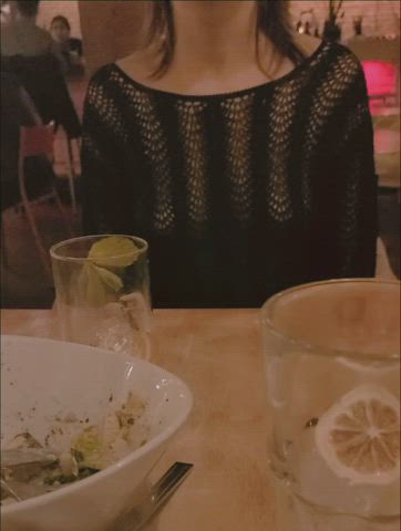 Love wearing see thru tops at restaurants