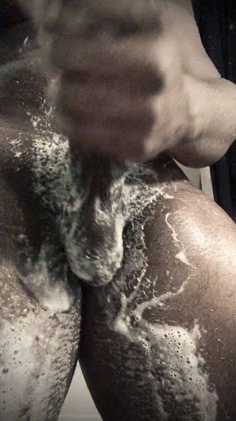 bbc big dick cock fat cock girth male masturbation shower soapy straight thick cock