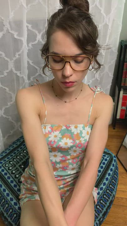 Cute Glasses Nipple Piercing Petite Pussy Spread Small Tits Toes clip