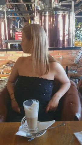 Showing tits in public
