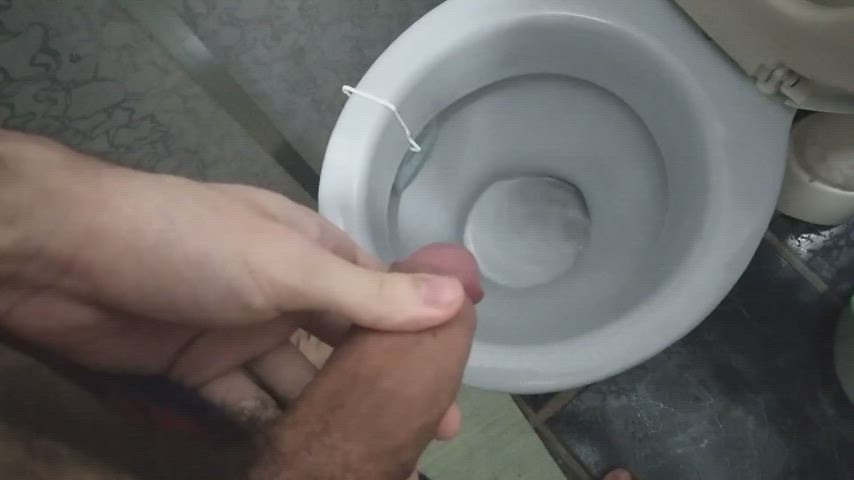 hairy cock pee peeing piss pissing toilet clip