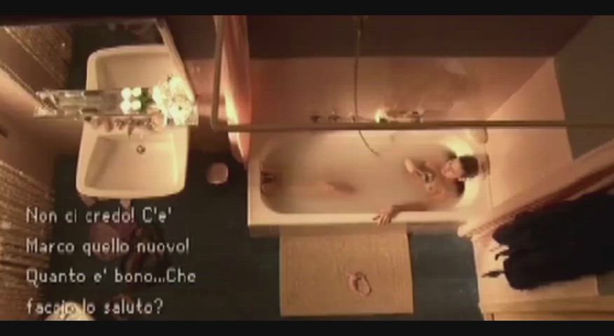 bathtub brunette masturbating moaning nipples small tits spanish wet clip