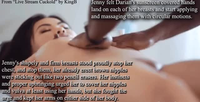 Black hands on Girlfriend's breasts