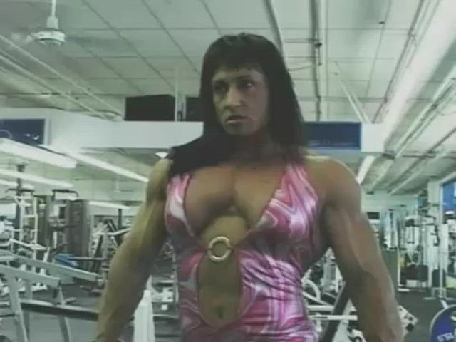 bodybuilder brunette female fitness goddess gym muscles muscular girl workout clip