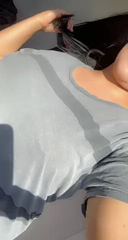 Showing off my big tits and nipple piercing ??