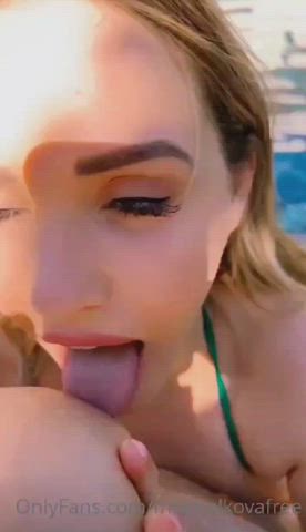 big tits lesbian mia malkova pool sucking tits clip