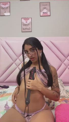 college glasses latina lingerie playboy pussy small tits teen toy clip