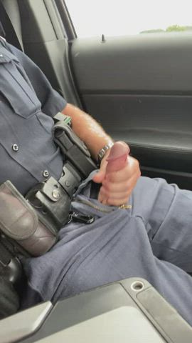 cock jerk off masturbating penis police uniform clip