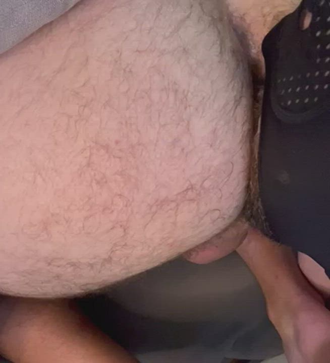 Rimming a hot hairy jock ass at my with hole closeup at my gloryhole