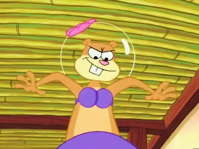 sandy cheeks in her sexy swimsuit and bouncing boobs