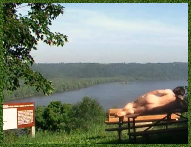 Mark Heffron resting on a picnic table at Henneger Point