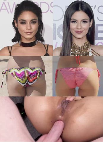 Who's tight perfect ass wyr gape and cover with cum? (Vanessa Hudgens, Victoria Justice)
