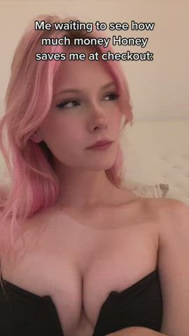 big tits cleavage dress model perky pink pretty teen tiktok clip