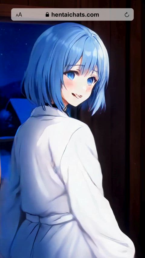 hentai lingerie teasing blue hair clip