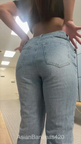 asian ass brunette flashing locker room public shaking strip clip
