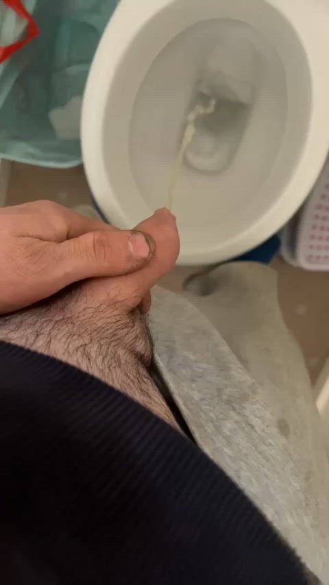 My tight uncut cock pissing