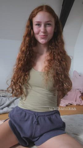 Boobs Innocent Petite Redhead Smile Tanlines Teen Undressing clip