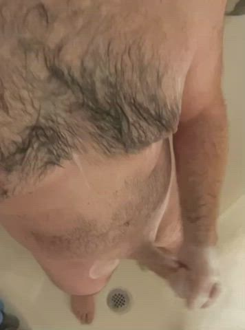 Could have used so[m]e help stroking my soapy, smooth cock in the shower. [40s]