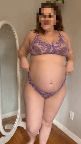 bbw curvy lingerie natural tits pregnant clip