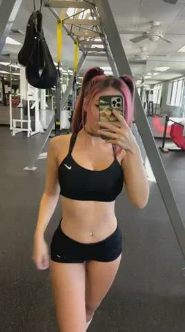 bouncing tits fitness flashing gym knee high socks sport titty drop clip