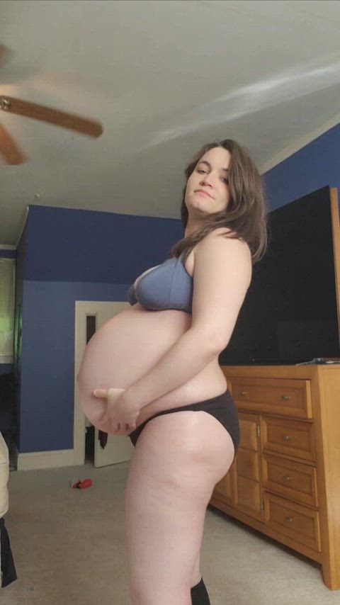 What do you think about first when you see me this pregnant? 