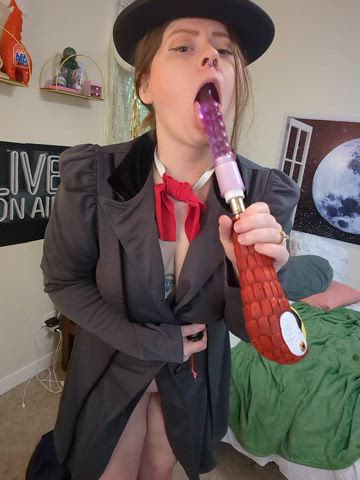 blowjob cosplay costume dildo halloween licking nsfw onlyfans tits clip