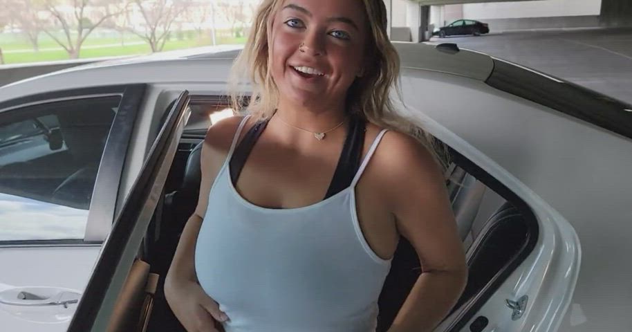 Big Tits Car Flashing Natural Tits Pierced clip