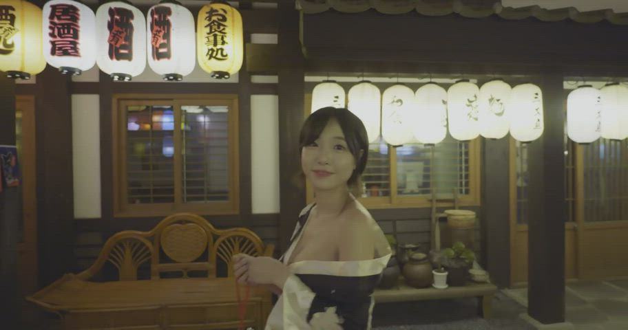 asian cute kimono korean model clip