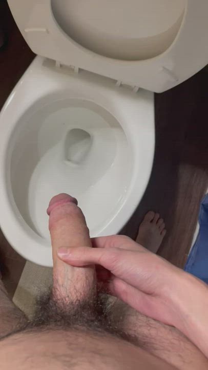 Pissing after a jack off session