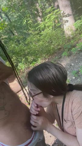 bbc blowjob brunette cheating outdoor clip