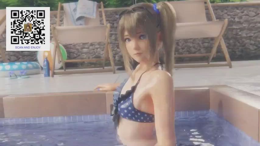 In the pool her hentai panties fall off