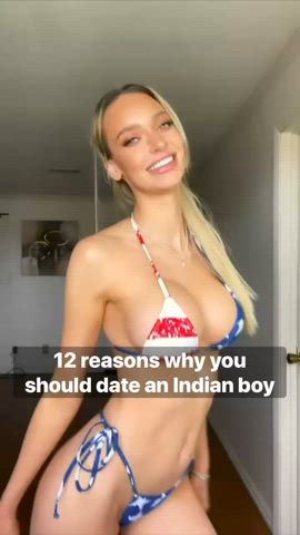 bikini blonde caption fake boobs imwf indian interracial teen tiktok white girl clip
