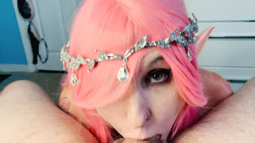 blowjob cosplay deepthroat elf emo goth pink tattoo clip