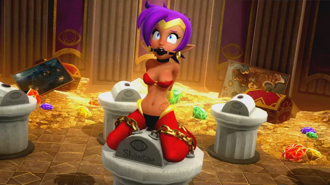 Shantae bound and put on display on a vibrator by OnModel3D