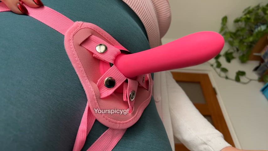 Do you want to suck my strap while I play with your clitty?