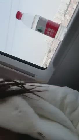 Chinese girl flashing pussy on high speed rail